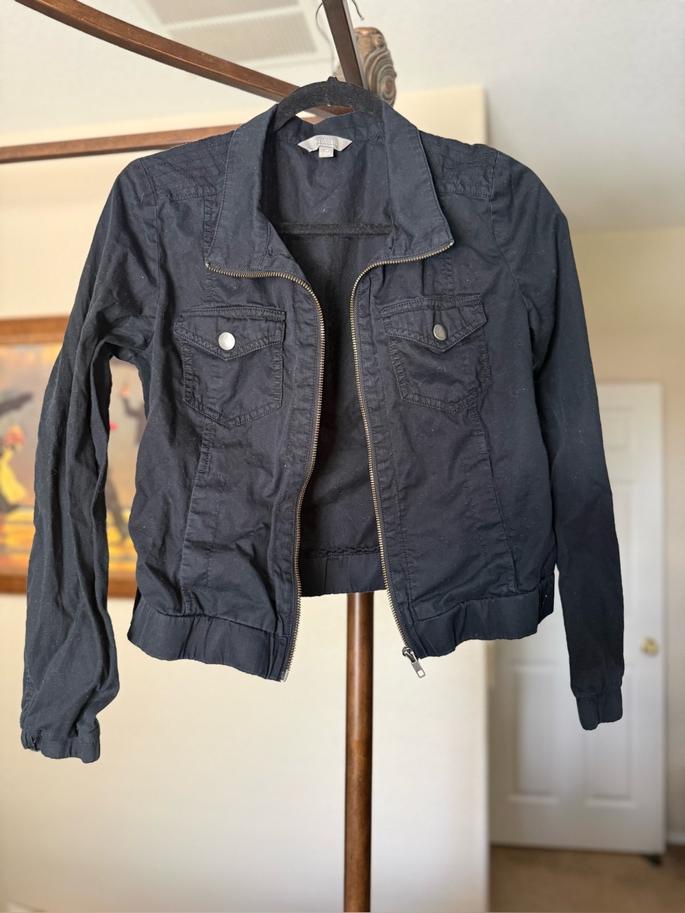 Rubbish Black Bomber Zip-Front Jacket